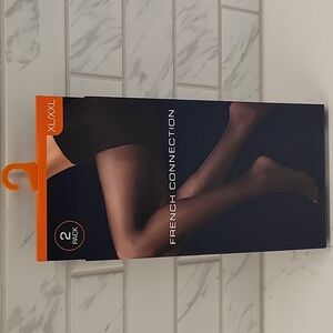 French Connection 2 Pack Denier Sheer Tights XL/XXL Nude NWT